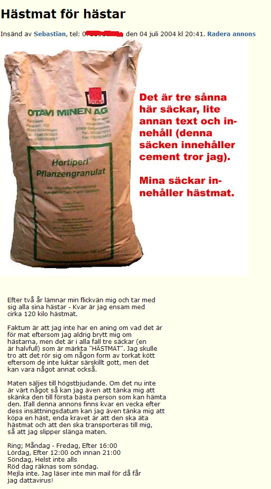 Hästmat för hästar
