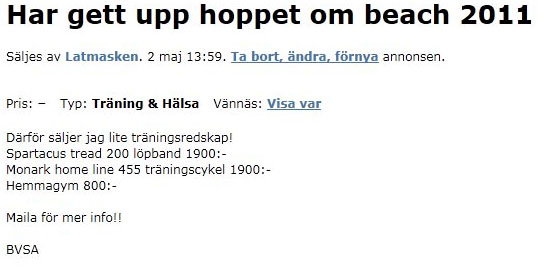 Har gett upp hoppet om beach 2011