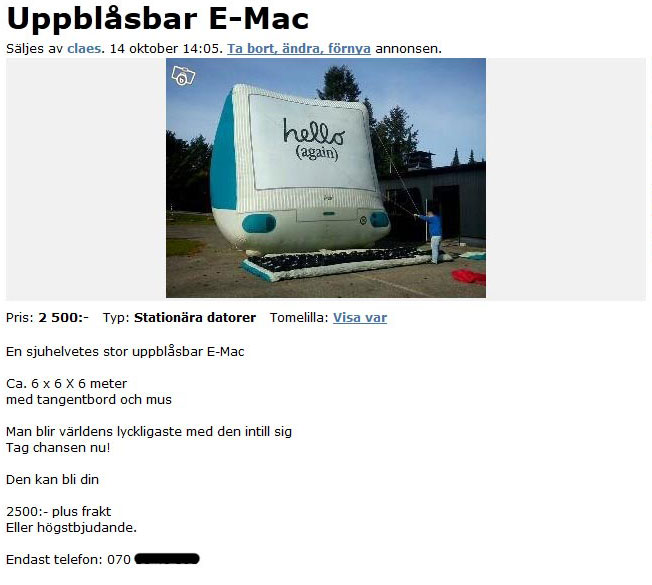 Uppblåsbar E-Mac