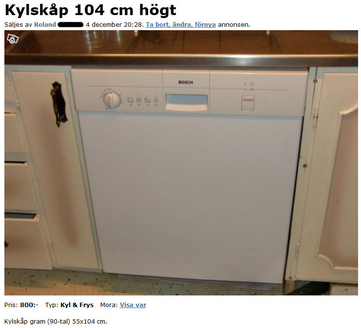 Kylskåp 104 cm högt