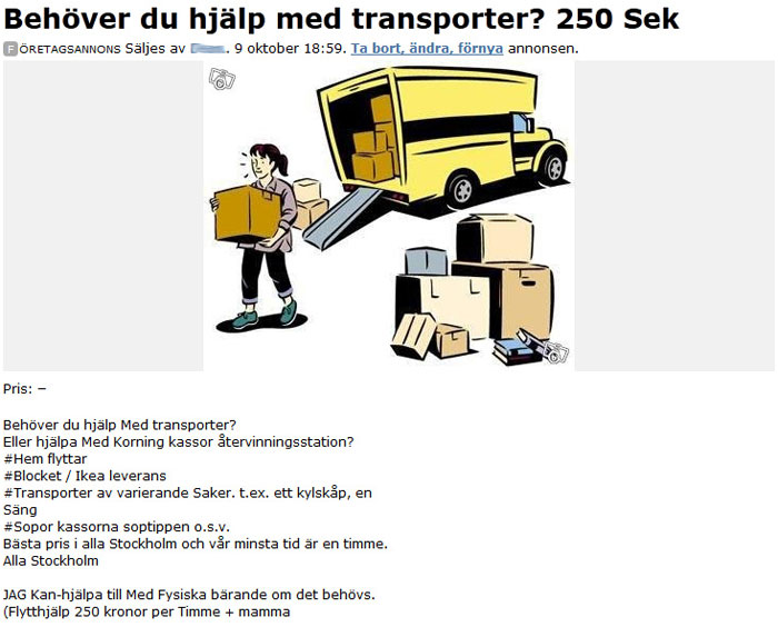 Behöver du hjälp med transporter?