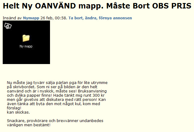 Helt Ny OANVÄND mapp..