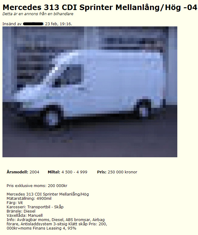 Mercedes 313 CDI Sprinter..
