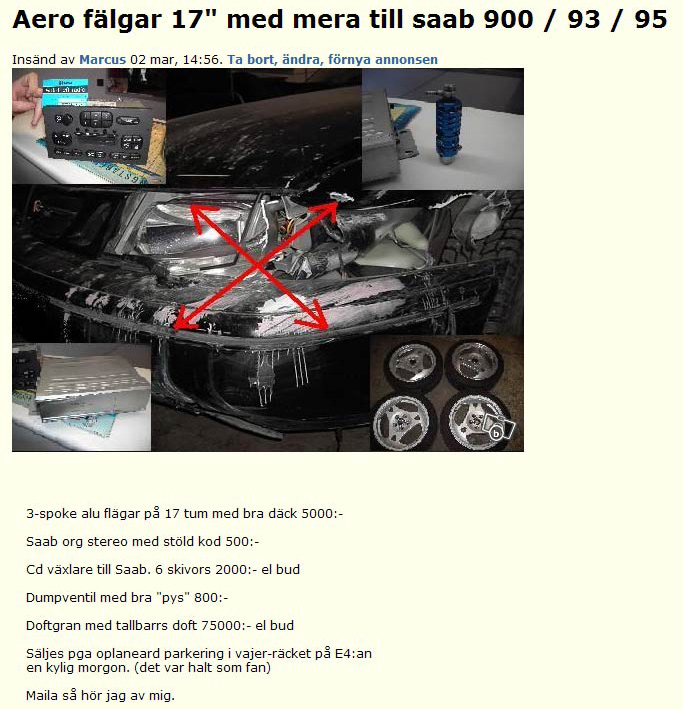 Aero fälgar 17&#34; med mera till saab..