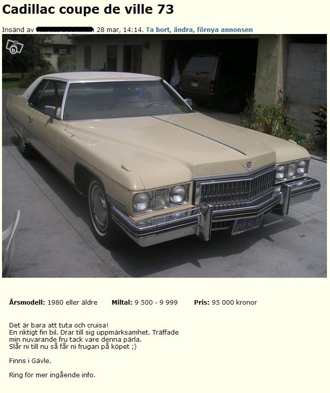 Cadillac coupe de ville 73