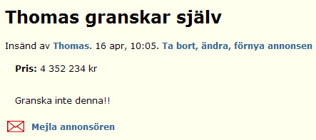 Thomas granskar själv