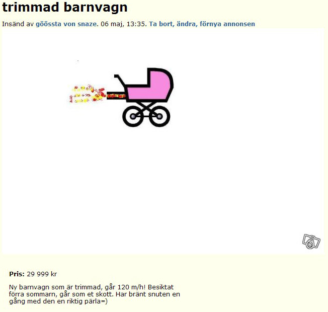 trimmad barnvagn