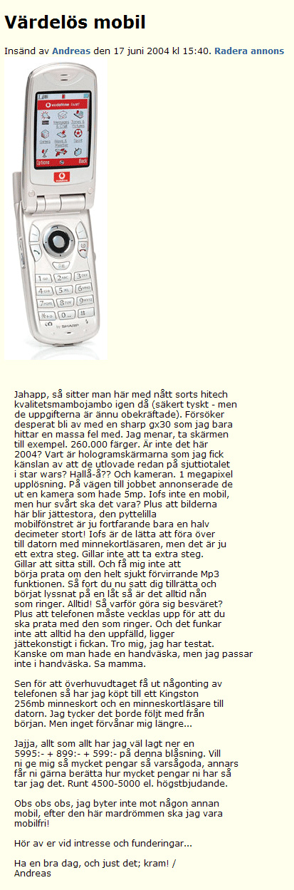 Värdelös mobil