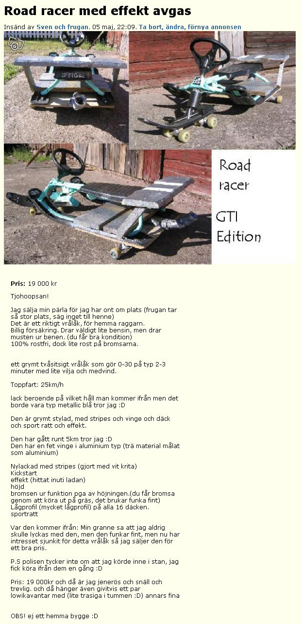 Road racer med effekt avgas!