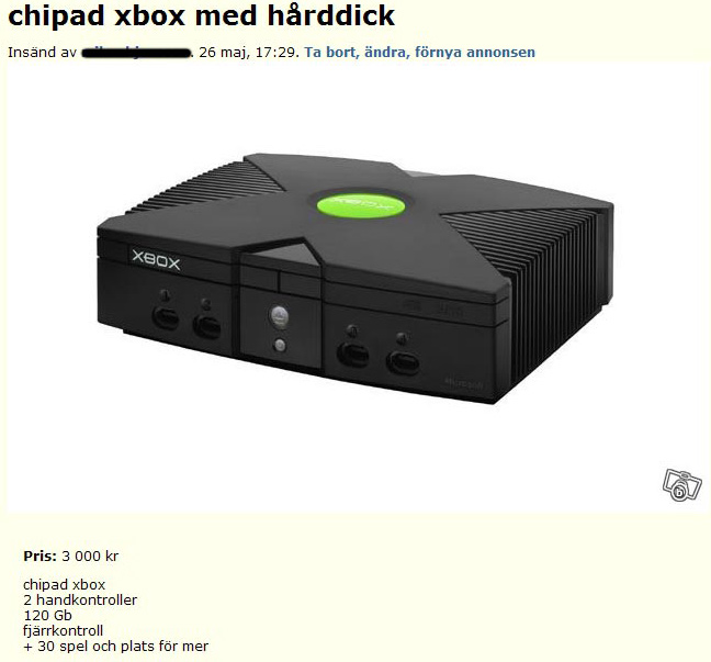 chipad xbox med hårddick