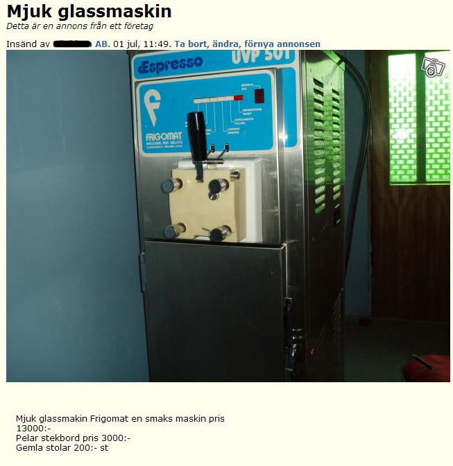 Mjuk glassmaskin