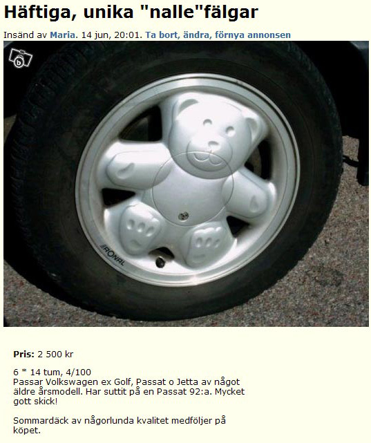 Häftiga, unika &#34;nalle&#34;fälgar