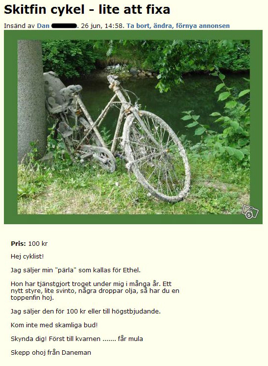 Skitfin cykel - lite att fixa