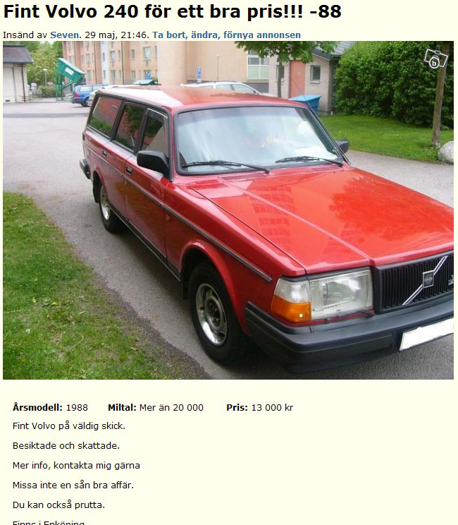 Fin Volvo 240 för ett bra pris!! -88