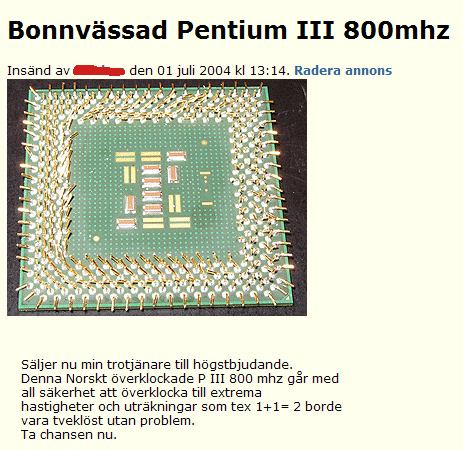 Bonnvässad Pentium III 800mhz