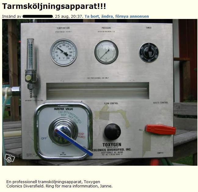 Tarmsköljningsapparat!!!