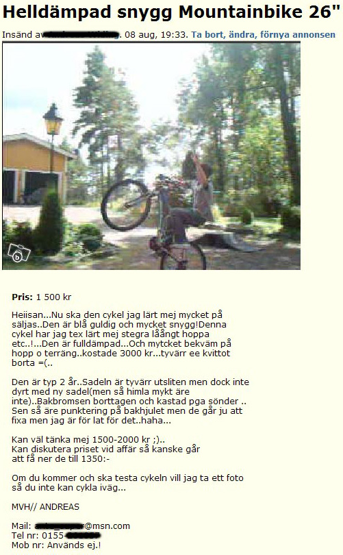 Helldämpad snygg Mountainbike 26&#34;