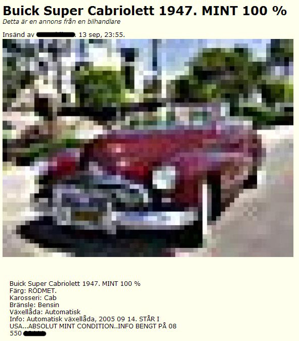Buick Super Cabriolett 1947. MINT 100 %