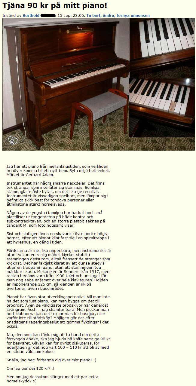Tjäna 90 kr på mitt piano!