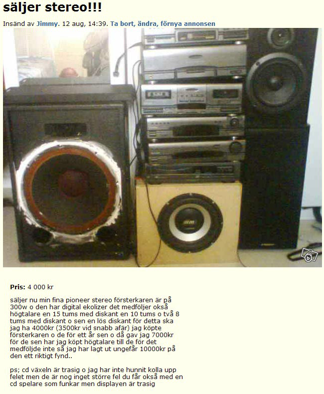 säljer stereo!!!
