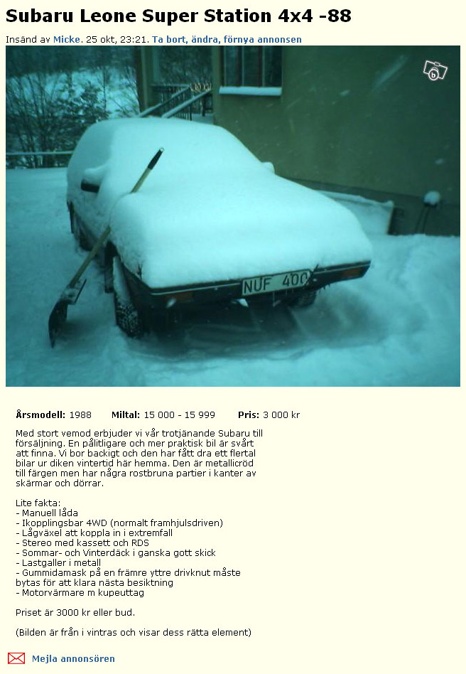 Subaru Leone Super Station 4x4 -88
