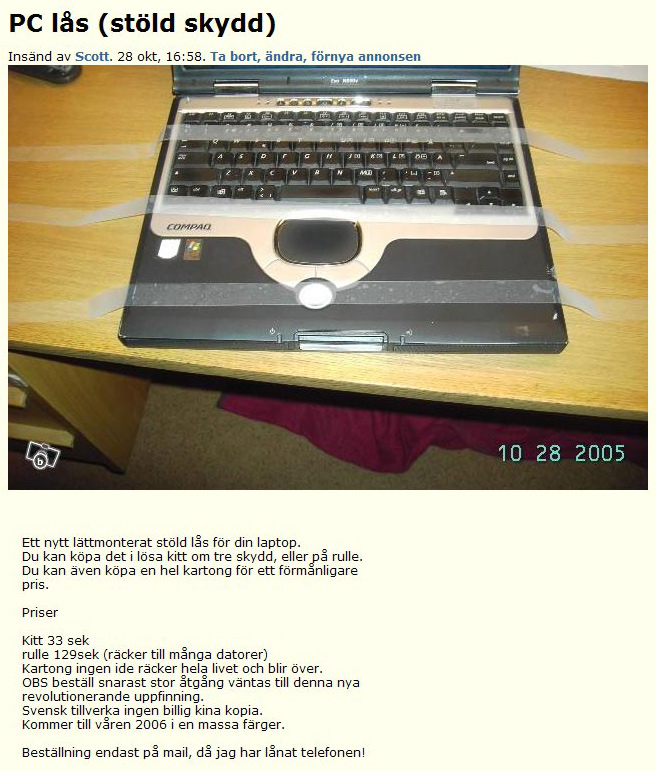 PC lås (stöld skydd)