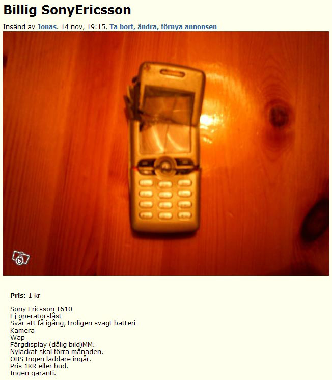 Billig SonyEricsson