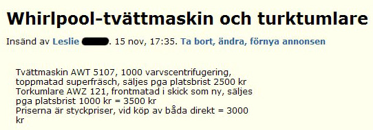 Whirlpool-tvättmaskin och turktumlare