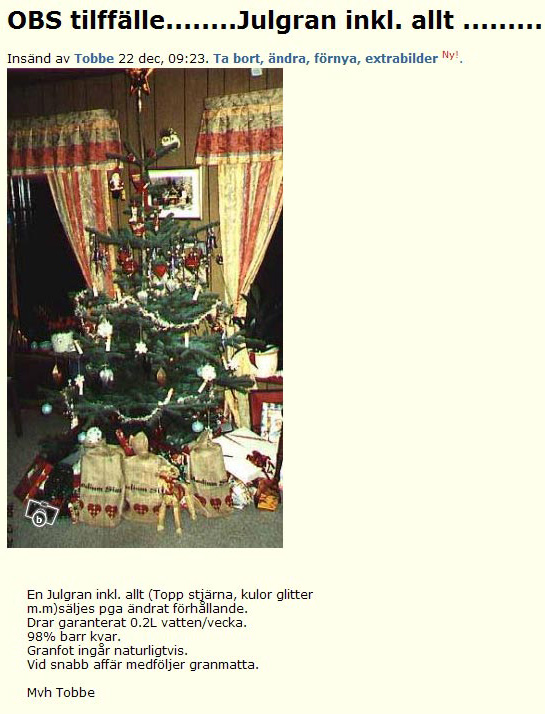 OBS tilffälle........Julgran inkl. allt .........