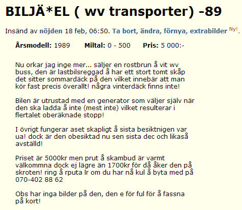 BILJÄ*EL ( wv transporter) -89