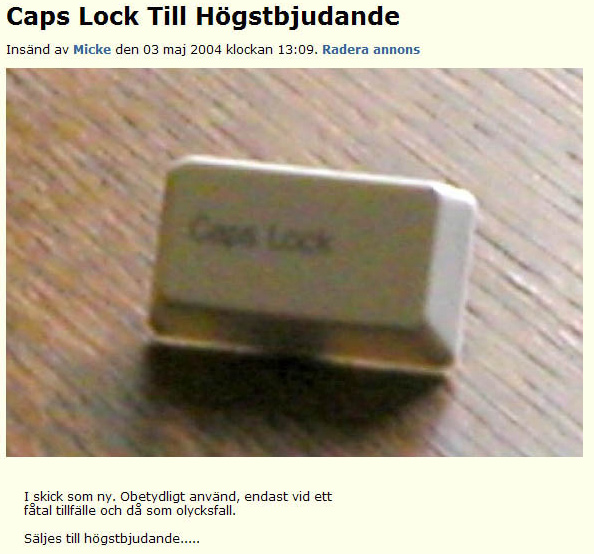 Caps Lock Till Högstbjudande