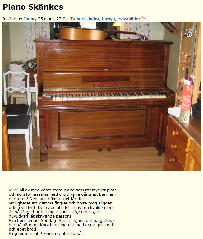 Piano Skänkes