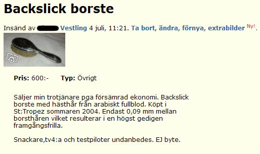 Backslick borste