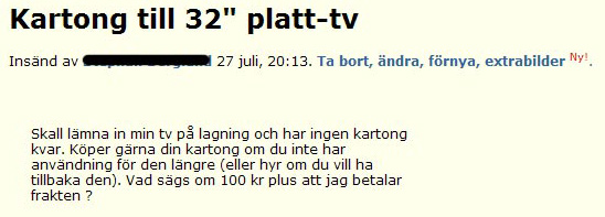 Kartong till 32" platt-tv