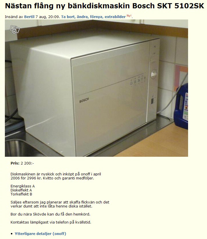 Nästan flång ny bänkdiskmaskin Bosch..