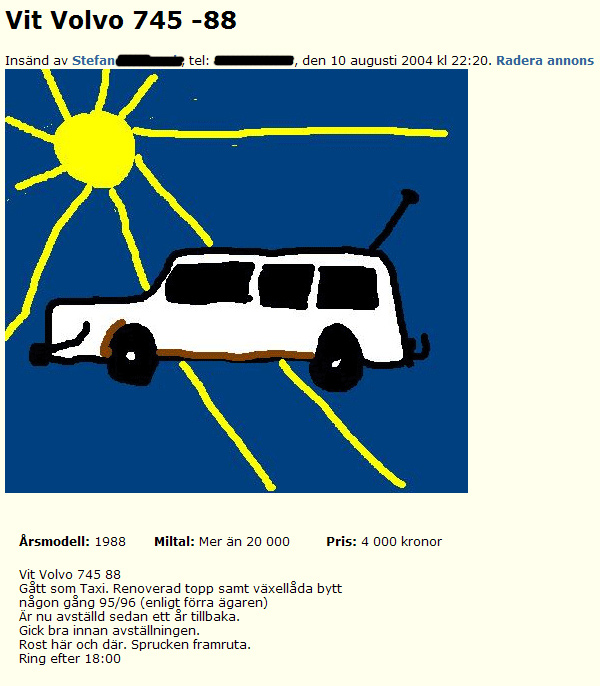 Vit Volvo 745 -88