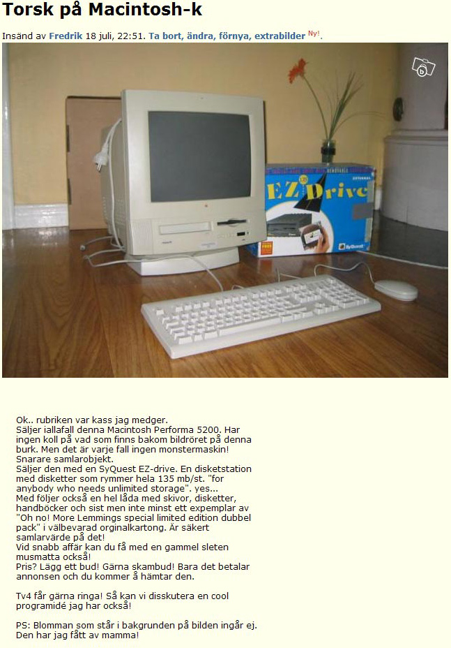 Torsk på Macintosh-k