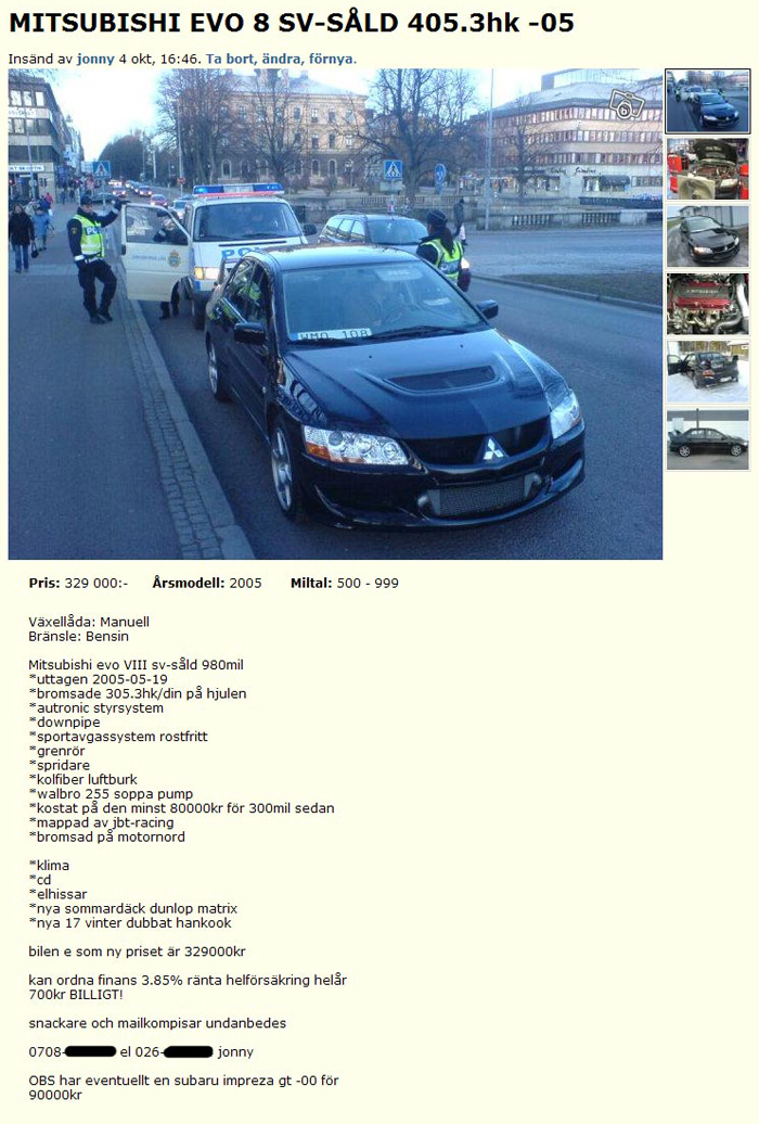 MITSUBISHI EVO 8 SV-SÅLD..