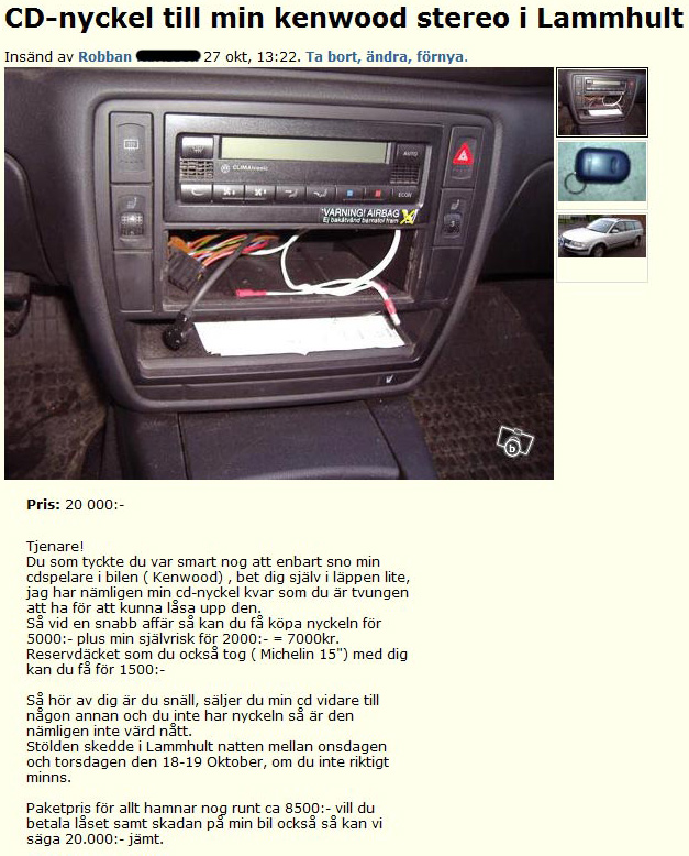 CD-nyckel till min kenwood...