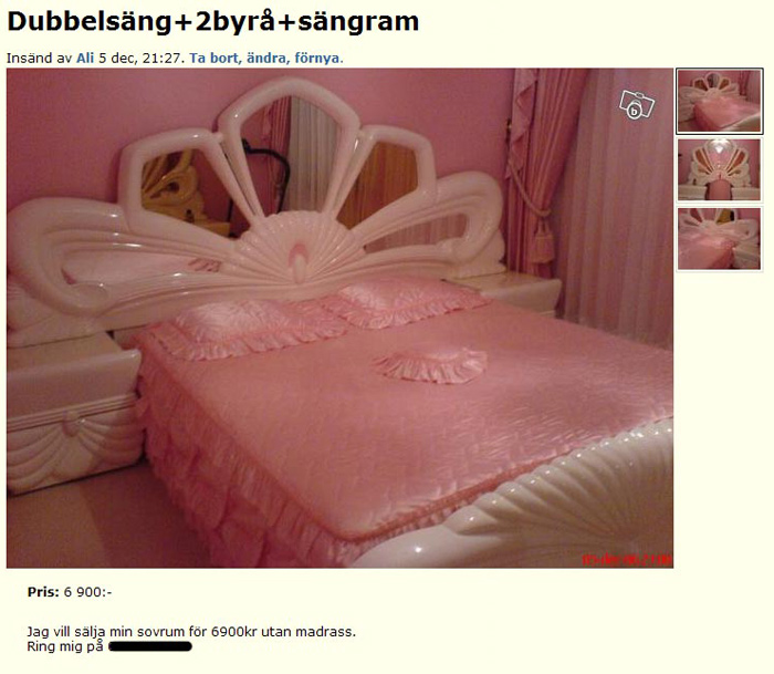 Dubbelsäng+2byrå+sängram
