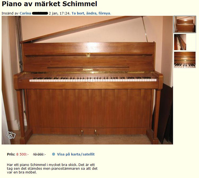 Piano av märket Schimmel