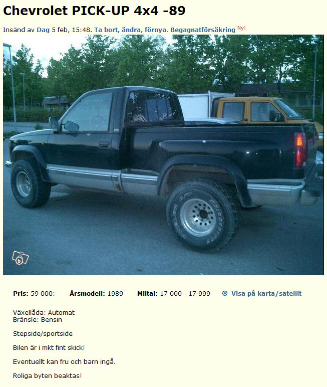 Chevrolet PCIK-UP 4x4 -89