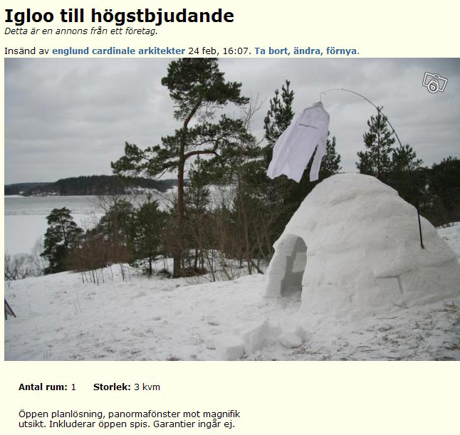 Igloo till högstbjudande