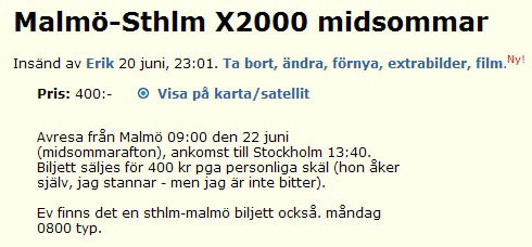Malmö-Sthlm X2000 midsommar