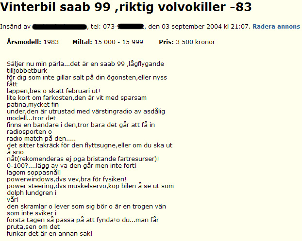 Vinterbil saab 99, riktig volvokiller..