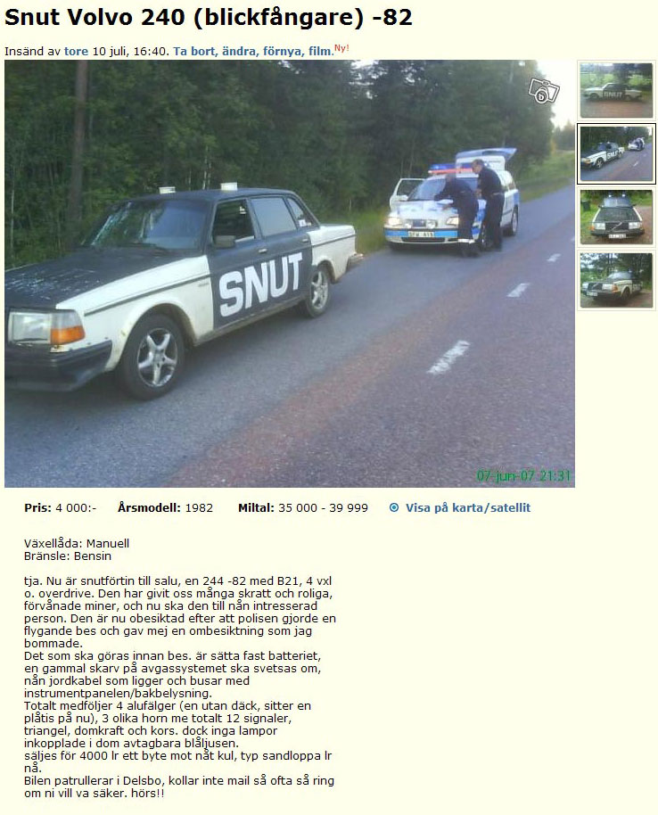 Snut Volvo 240 (blickfångare) -82