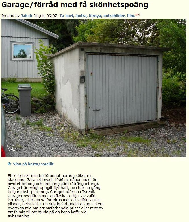Garage/förråd med få skönhetspoäng