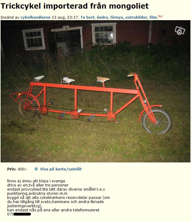 Trickcykel importerad från mongoliet
