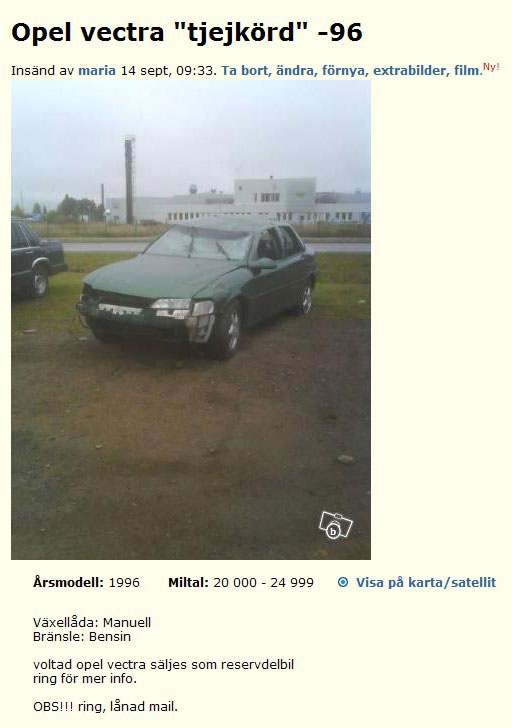 Opel vectra "tjejkörd" -96
