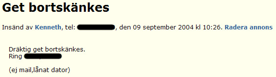 Get bortskänkes